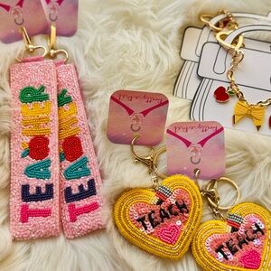 Colorful teacher Beaded wristlet keychain